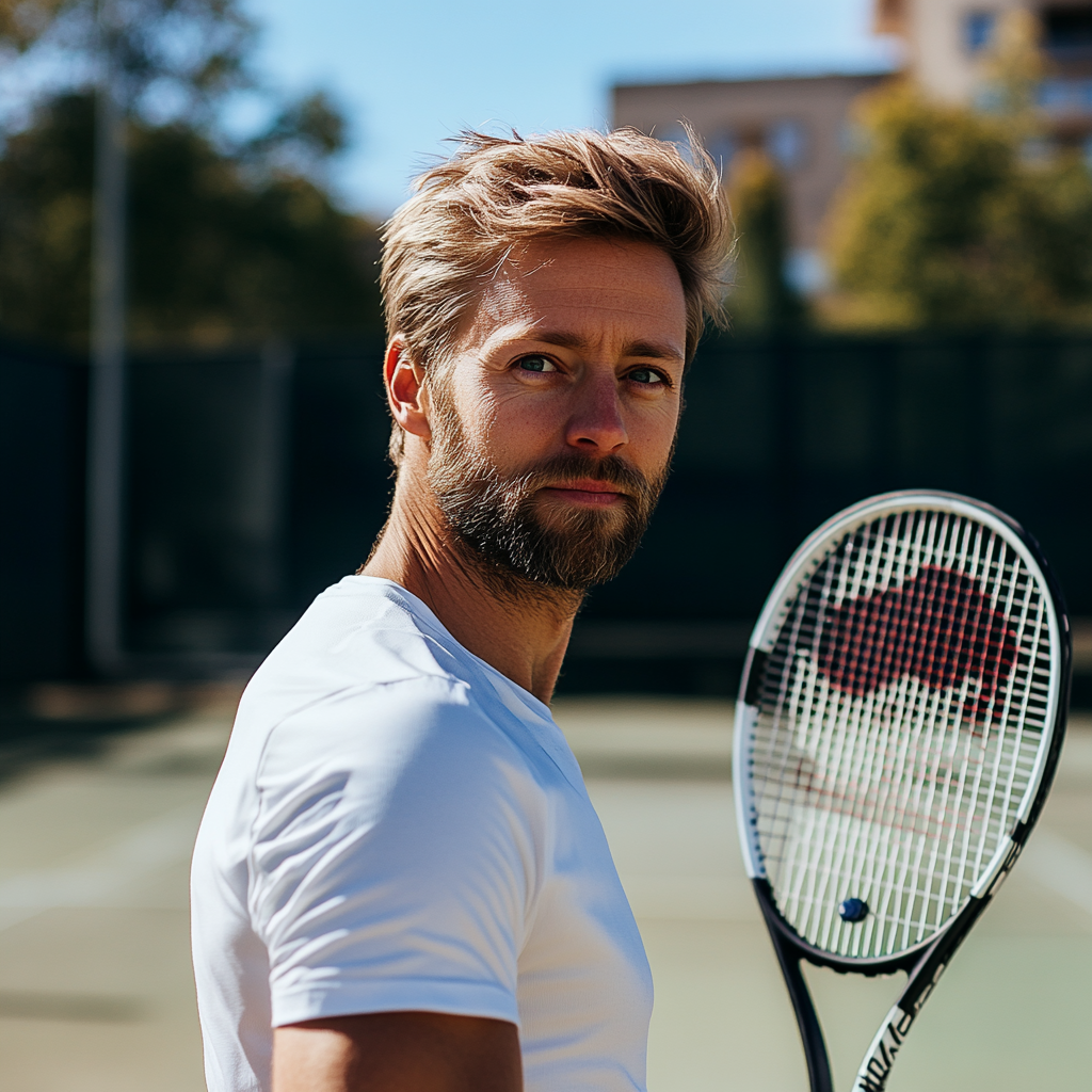 Stephan beim Tennis spielen