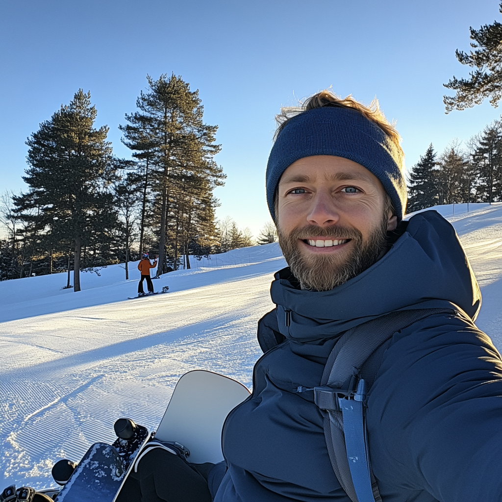 Stephan beim Snowboarden